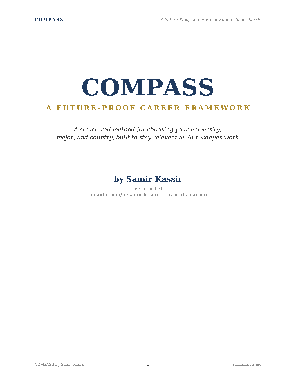 Cover of COMPASS, A Future-Proof Career Framework by Samir Kassir